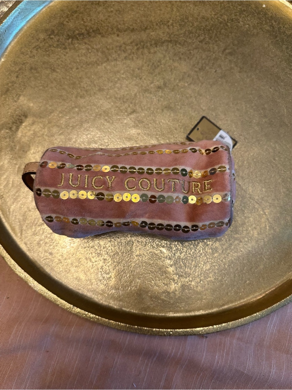 Juicy Couture Pink Gold Sequin Cosmetic Pouch